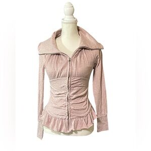 Anthropology Eloise corset, zip front, collared, ruched jacket small